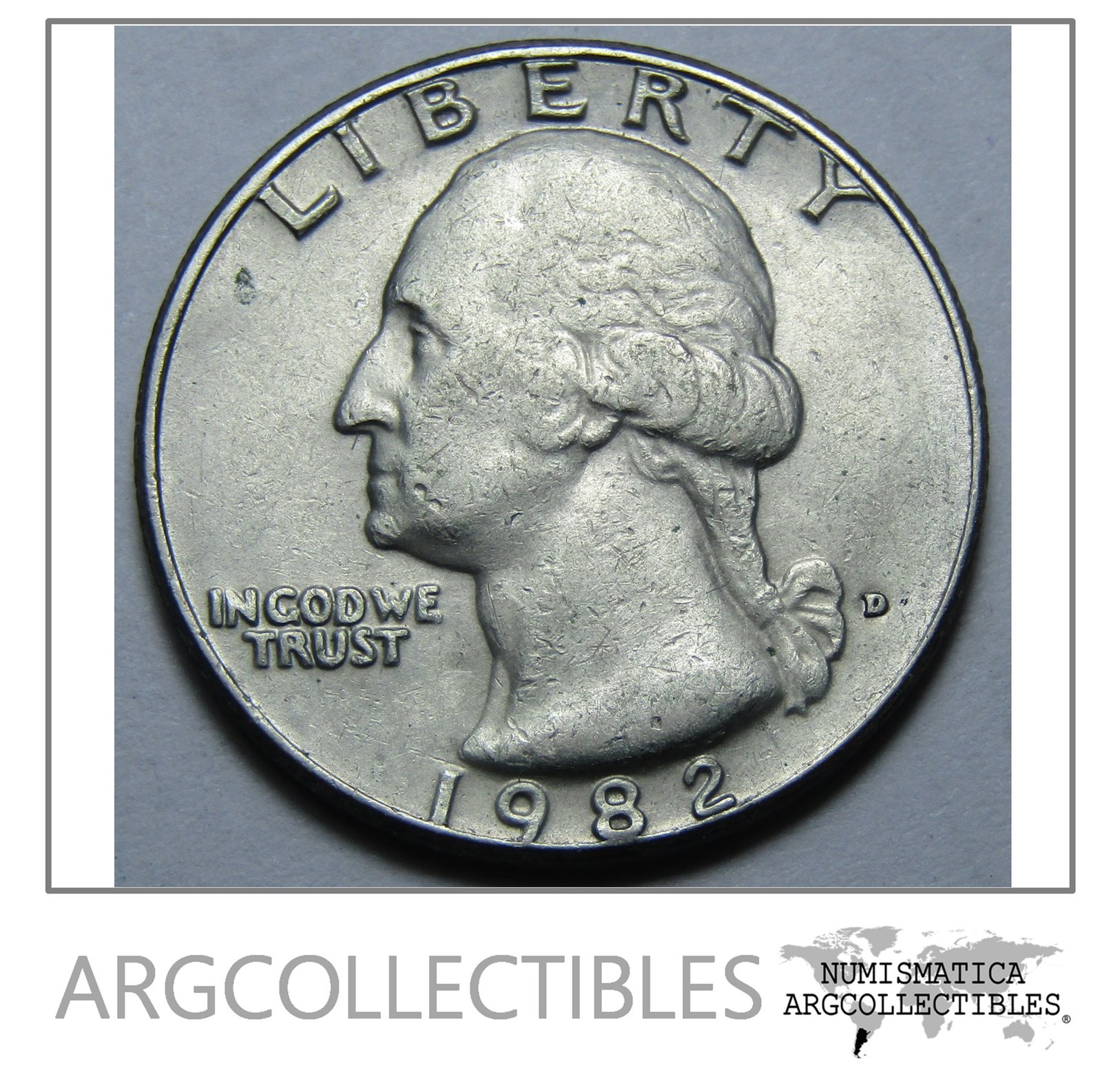 Estados Unidos Usa Moneda 25 Centavos Washington Niquel 1982 D Km-164
