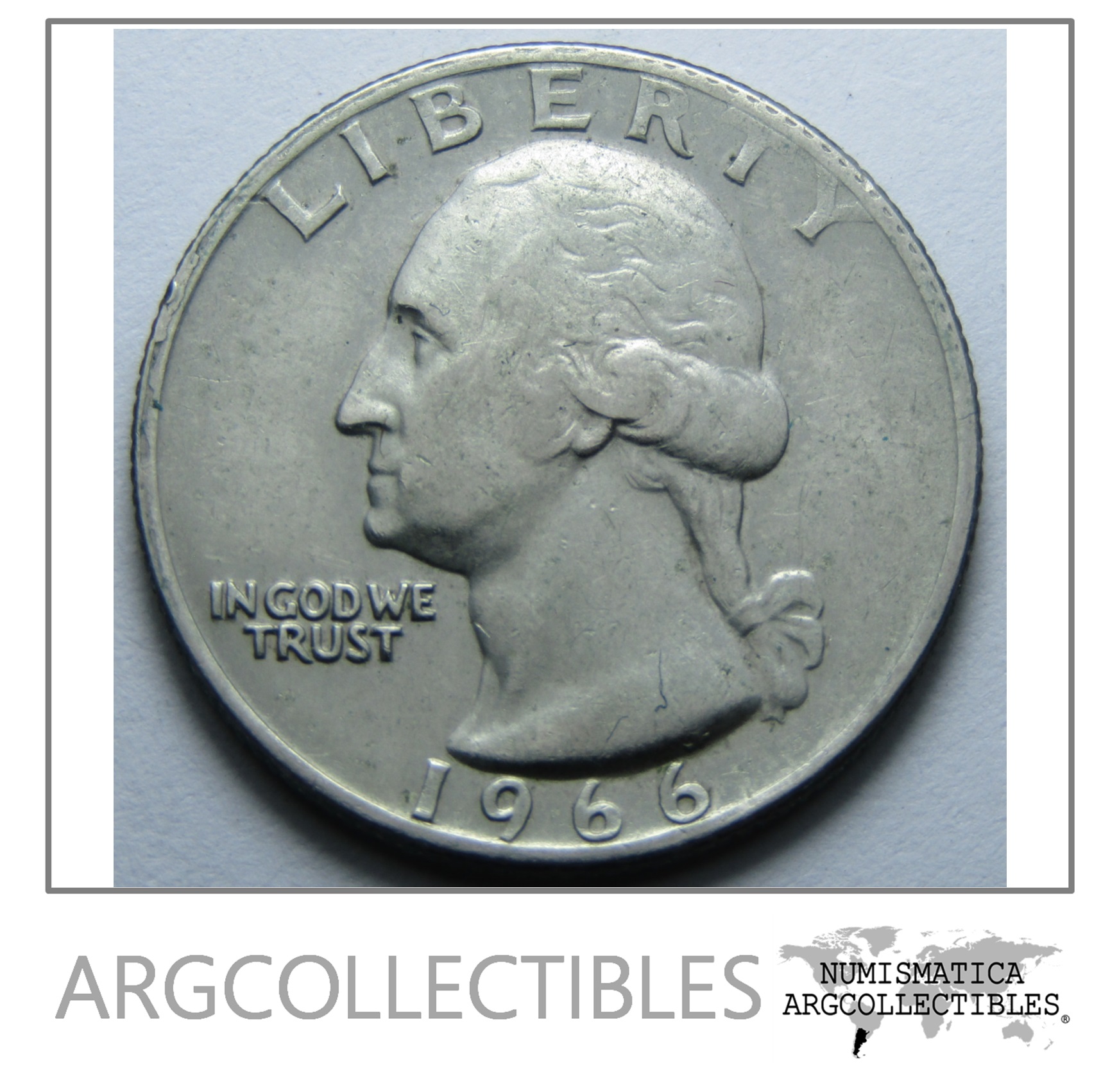 Estados Unidos Usa Moneda 25 Centavos Washington Niquel 1966 Km164