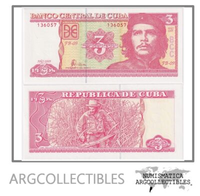 Cuba Billete 3 Pesos Pick 127b Año 2005 Che Unc