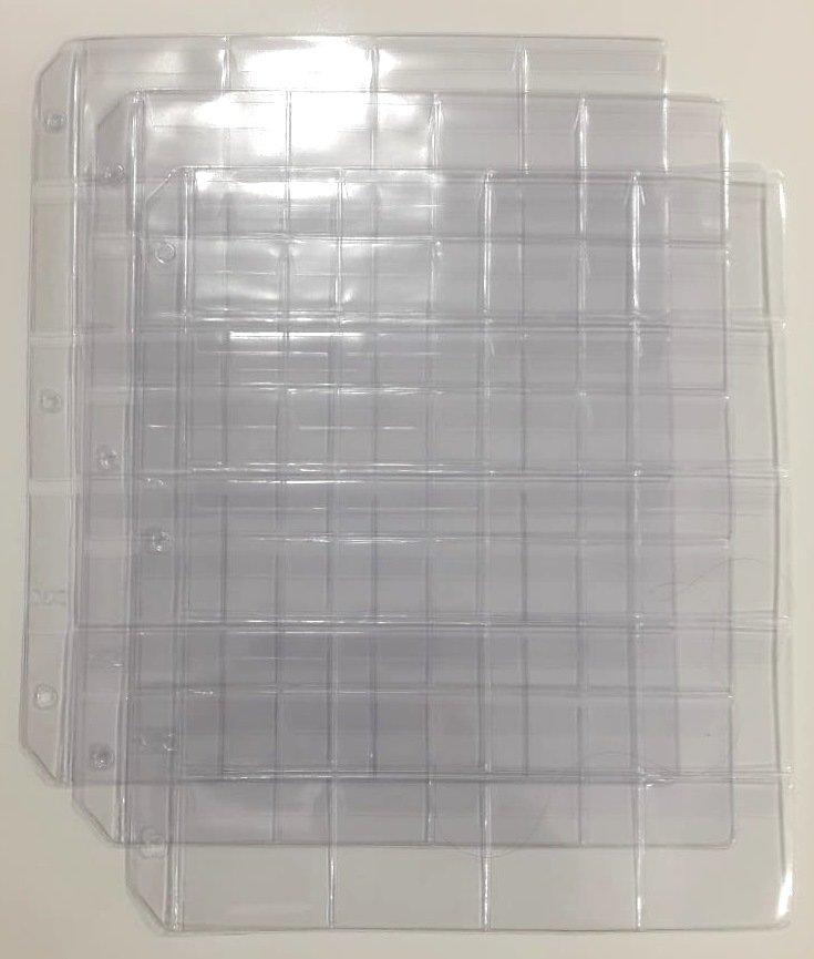 Paquete de 50 Hojas Para Monedas Sueltas Con Solapa De 20 Espacios 5 x 5 cm Marca VK - Imagen 2