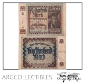 Alemania Billete 5.000 Marcos Pick 81 Año 1922 Vf+/xf
