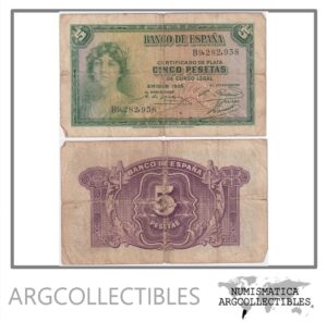 España Billete 5 Pesetas 1935 P-85 VF
