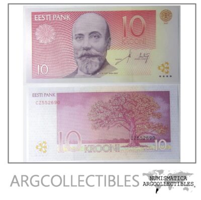 Estonia 10 Krooni 2007 Pick 86 B Unc Sin Circular Jacob Hurt