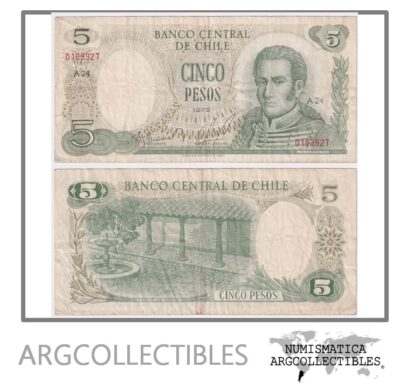 Chile Billete 5 Pesos Año 1975 Pick 149 A Condicion Vf+