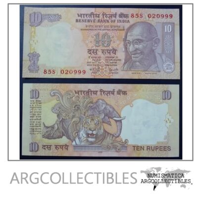 India Billete 10 Rupias 2008 Mahatma Gandhi Unc