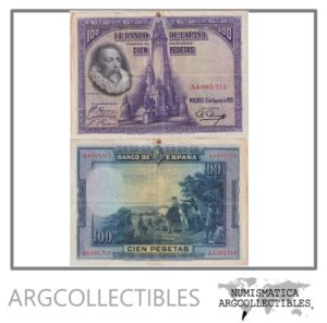 España 100 Pesetas Año 1928 Pick 76 Miguel De Cervantes Vf+