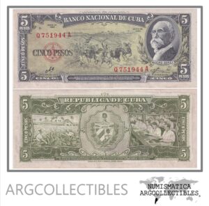 Cuba Billete 5 Pesos Año 1960 Pick 91c Xf Firma Che Guevara