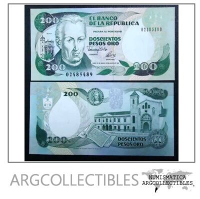 Colombia Billete 200 Pesos Oro Año 1992 Pick 429a Unc