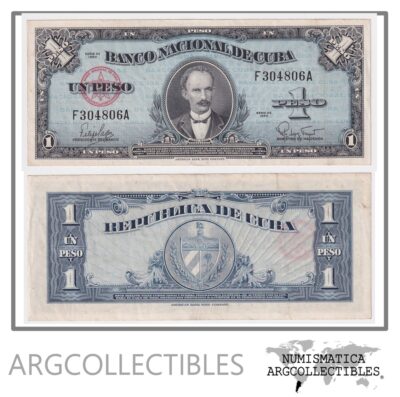 Cuba Billete 1 Pesos Año 1960 Pick 77b Condicion Xf