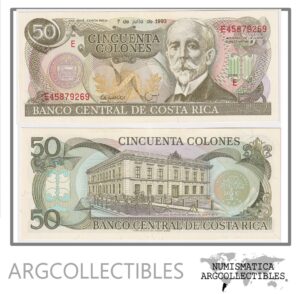 Costa Rica Billete 50 Colones Año 1993 - 7/7/93 Pick 257 Unc