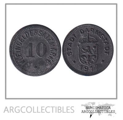 Alemania Notgeld 10 Pfennig 1917 Stadt Darmstadt (95)