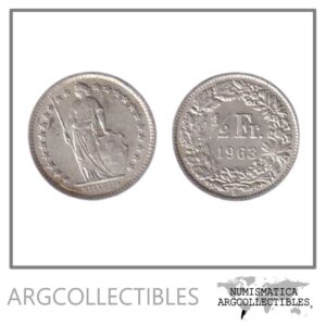 Suiza Moneda De 1/2 Franco 1963 De Plata Km 23 AU