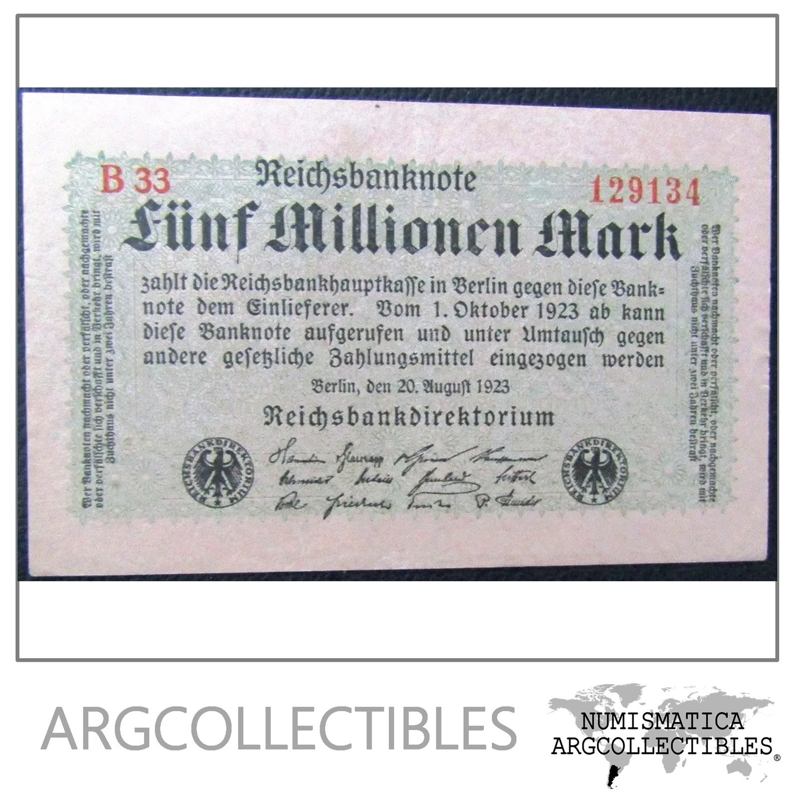 Alemania Billete 5.000.000 Marcos P-105 1923 AU