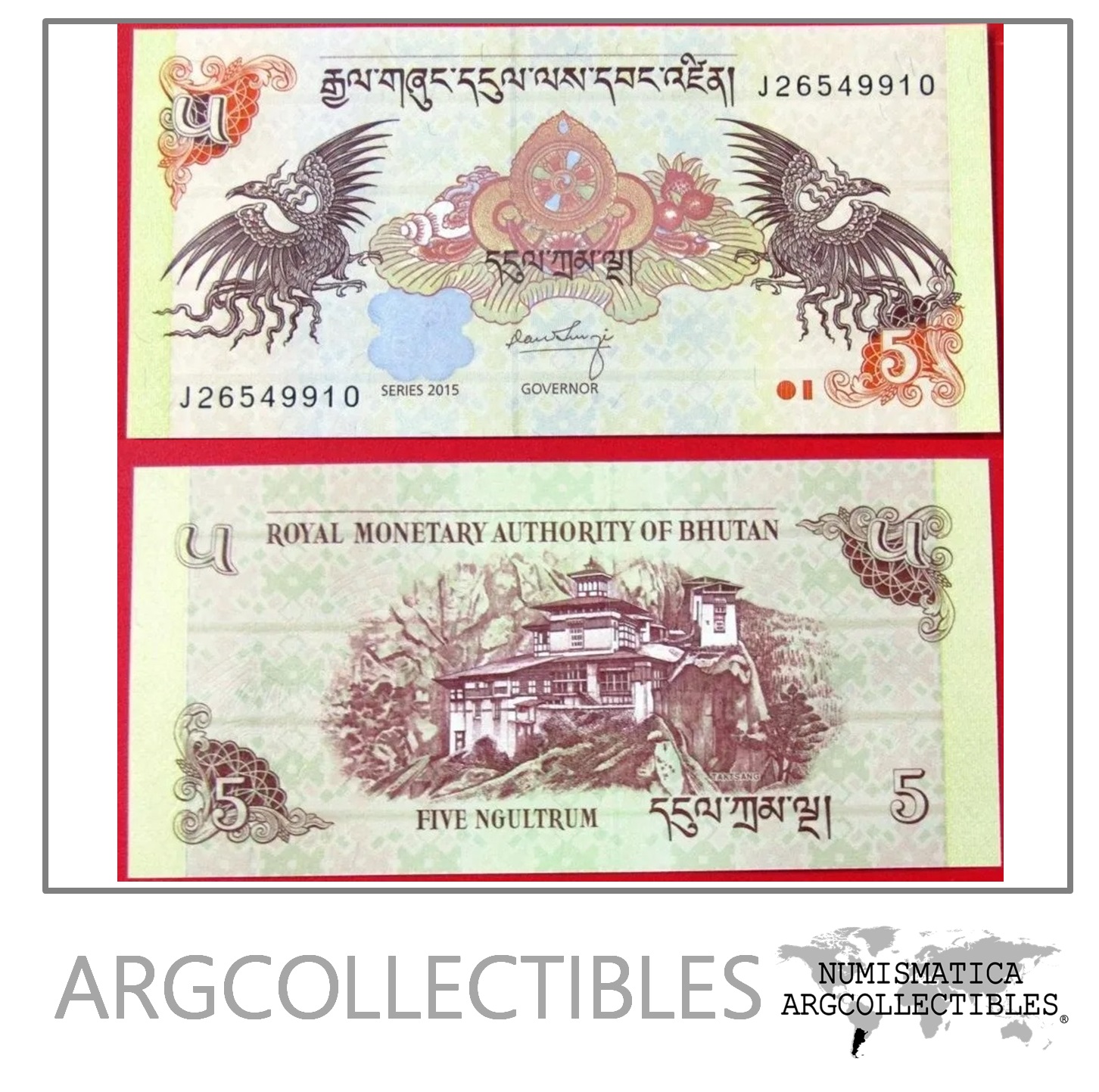 Bhutan Billete 5 Ngultrum Pick 28 Año 2015 Condicion Unc