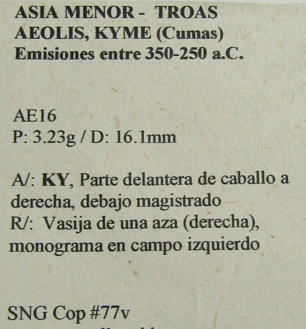 Grecia Moneda Cuma Eolide 300-250 Ac Magistrado Heracleos - Imagen 3