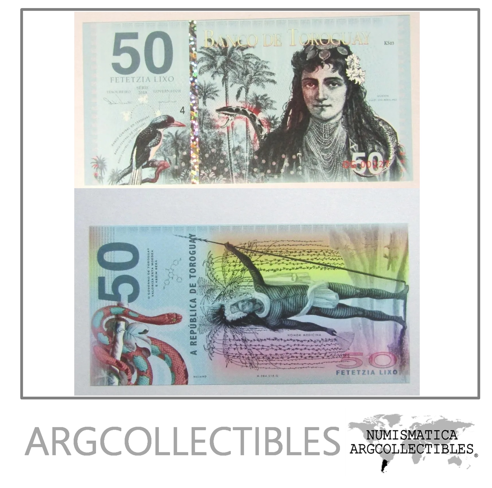 Toroguay Billete 50 Fetetzia Año 2018 Polimero Bioluminiscencia