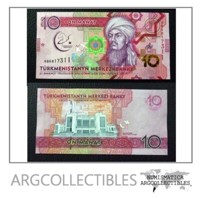 Turkmenistan Billete 10 Manat Unc 2017 Pick New
