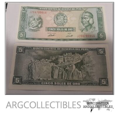 Perú Billete 5 Soles De Oro 1974 Pick 99  Unc