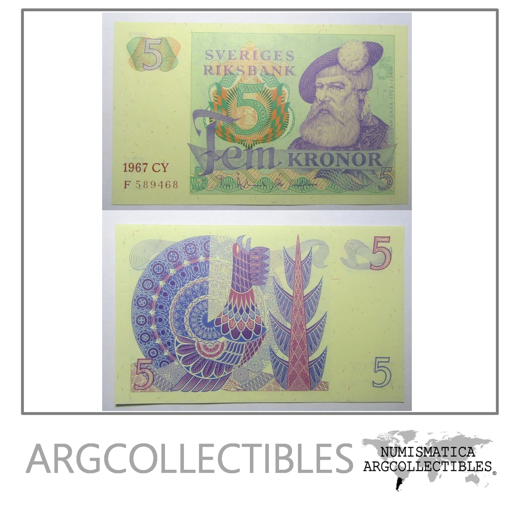 Suecia Billete 5 Koronas 1967 Pick 51 D Unc