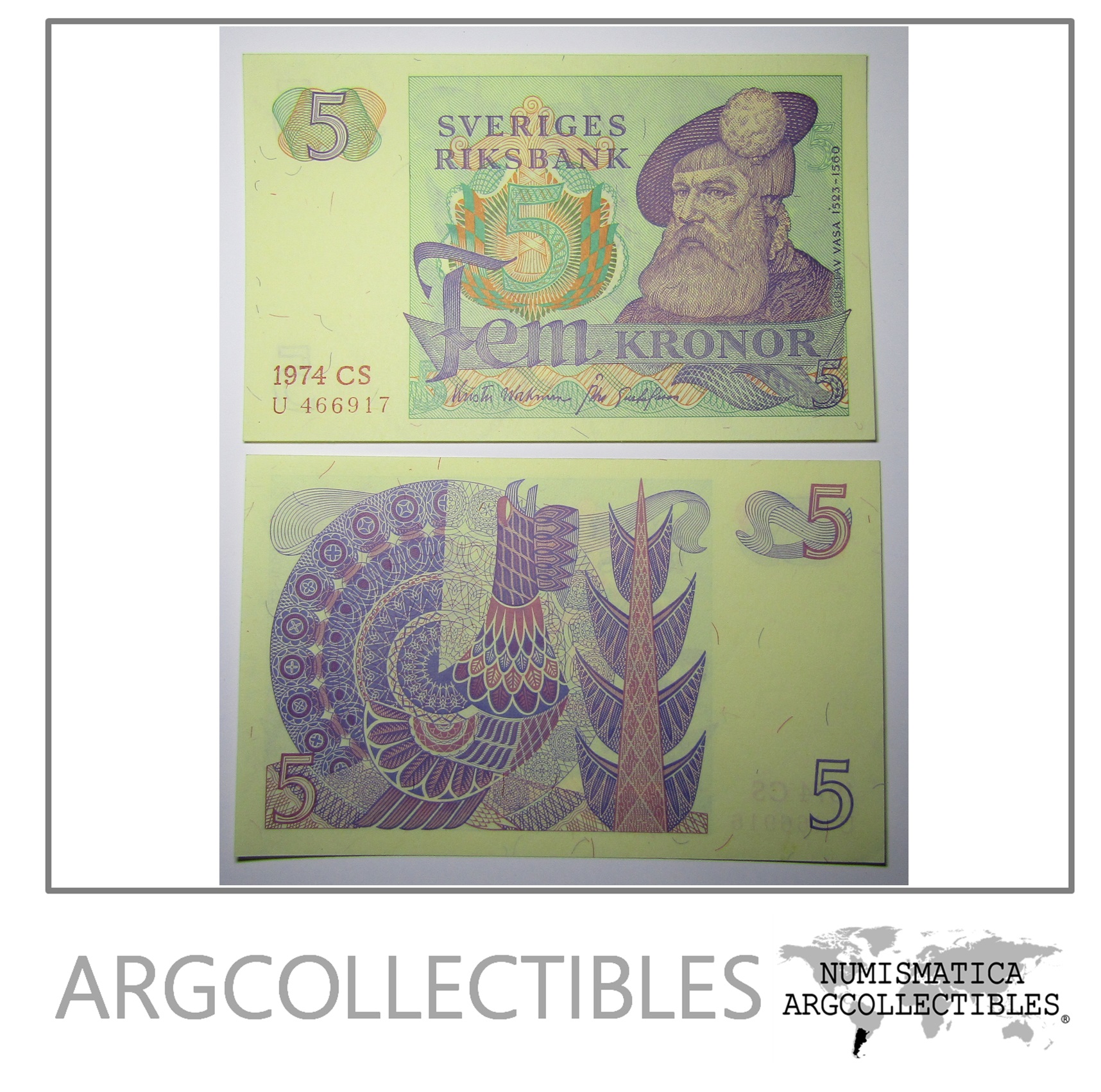 Suecia Billete 5 Koronas 1974 Pick 51 C Unc