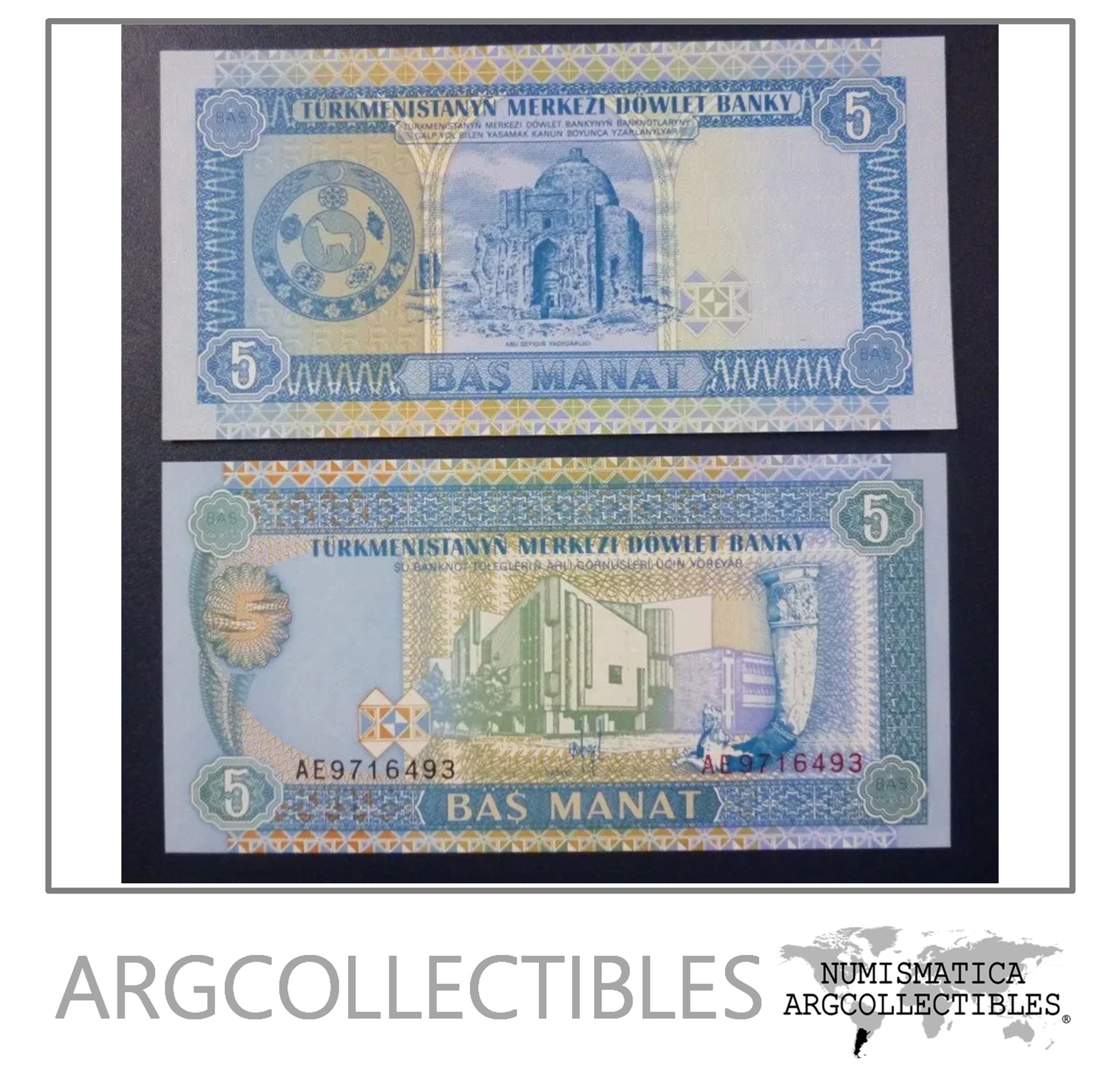 Turkmenistan Billete 5 Manat Año 1993 P-2 Unc