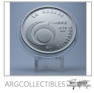 Cuba Moneda De Plata 20 Pesos 1979 Cumbre No Alineados