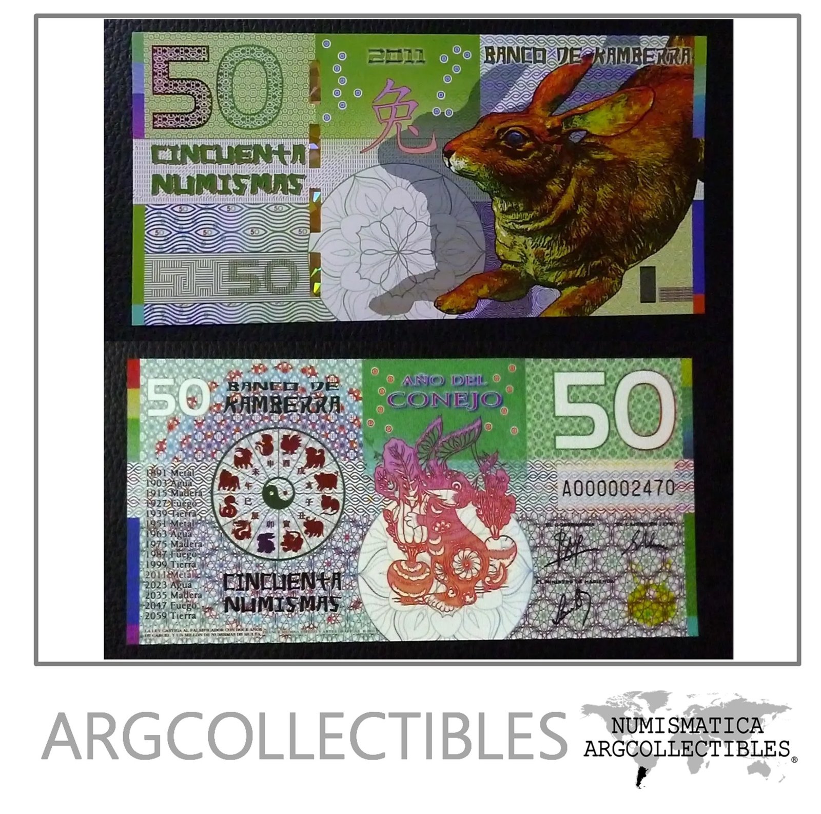 Kamberra Billete 50 Numismas 2011 Polimero Conejo Unc