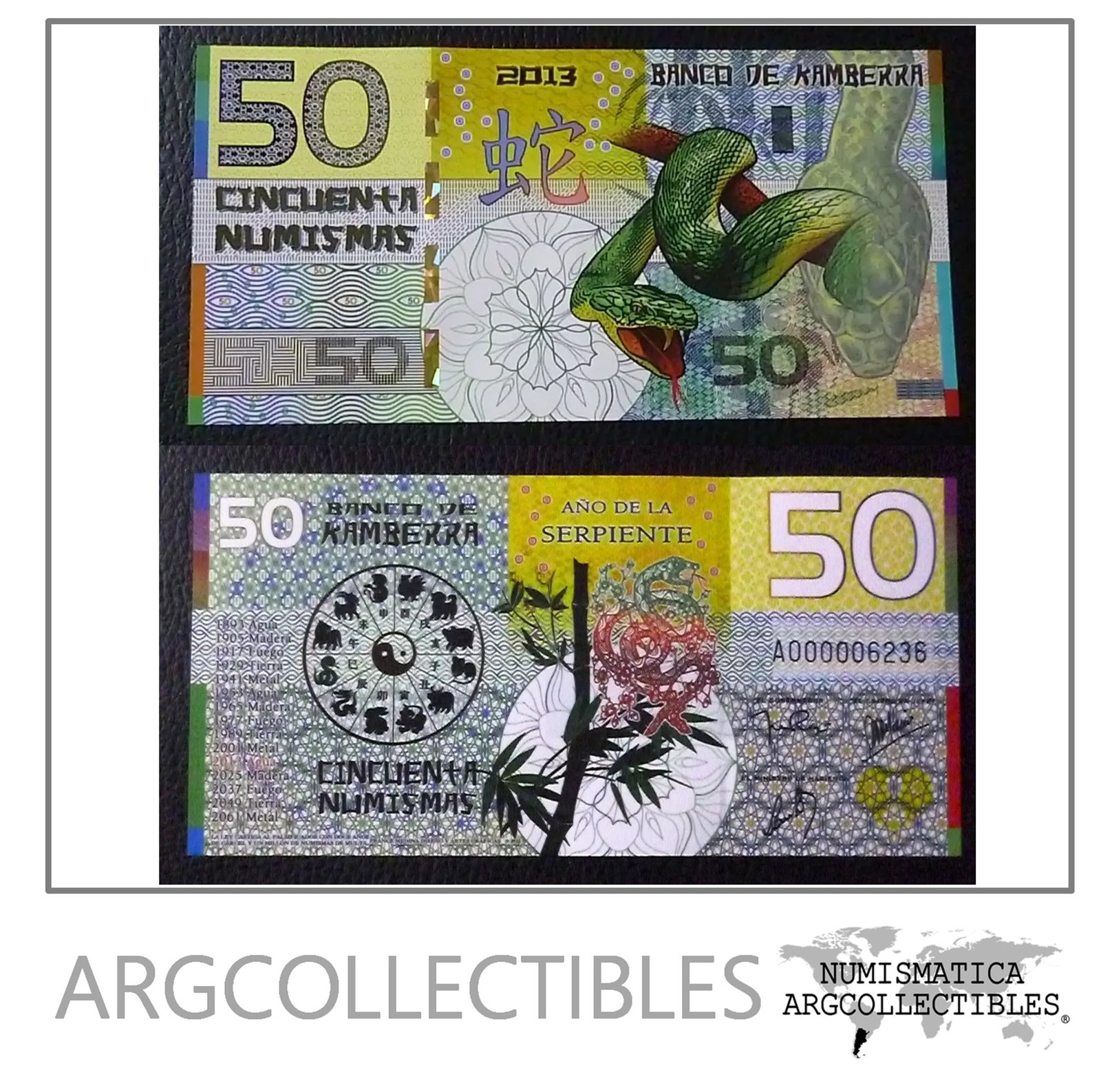 Kamberra Billete 50 Numismas 2013 Polimero Serpiente Unc