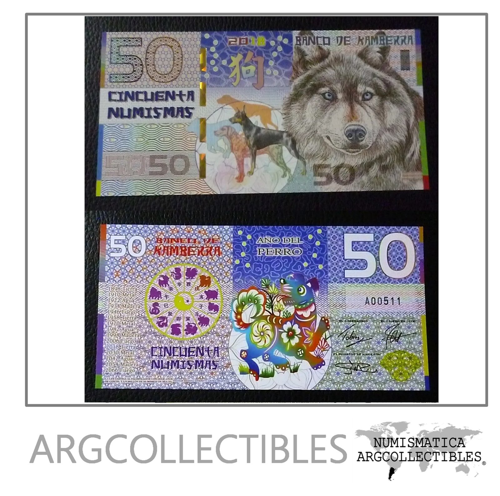 Kamberra Billete 50 Numismas 2018 Polimero Perro Unc