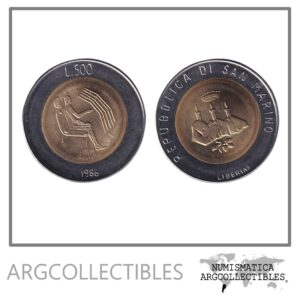 San Marino Moneda 500 Liras 1986 Evolucion Tecnologica KM-195 UNC