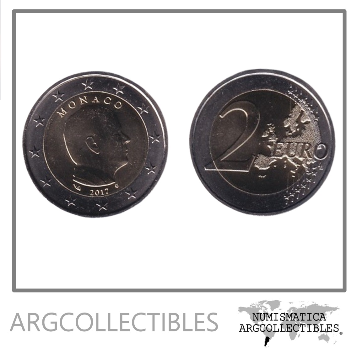 Monaco Moneda Bimetalica Encapsulada 2 Euros 2017 Unc