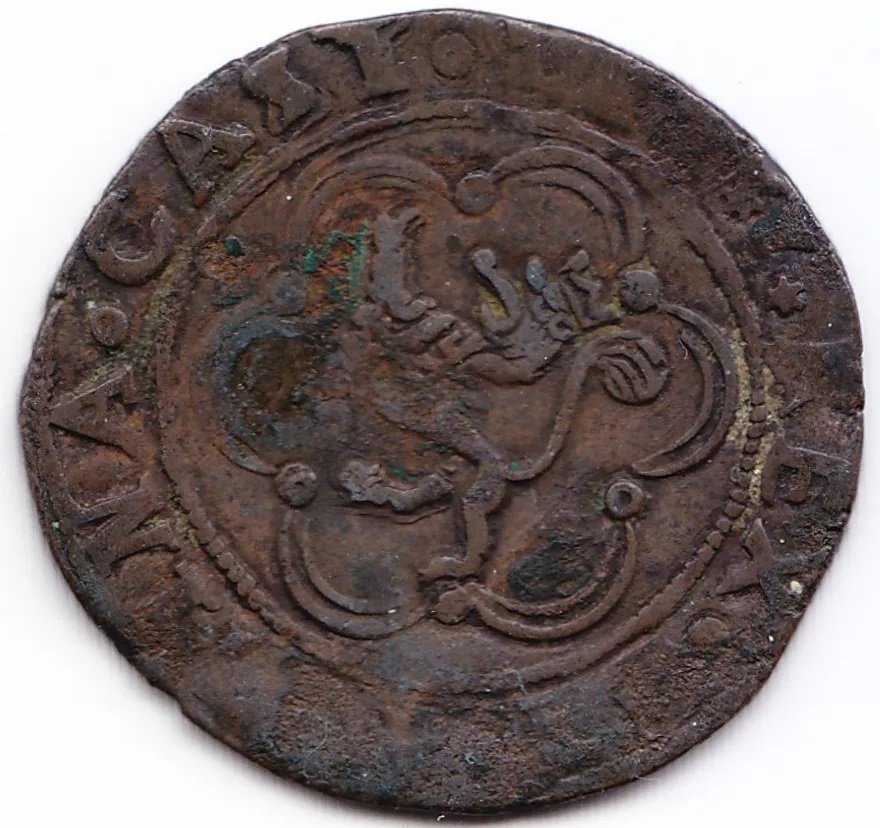España Cuenca Moneda 4 Maravedis Cobre 1506 1566 Isabel - Imagen 2