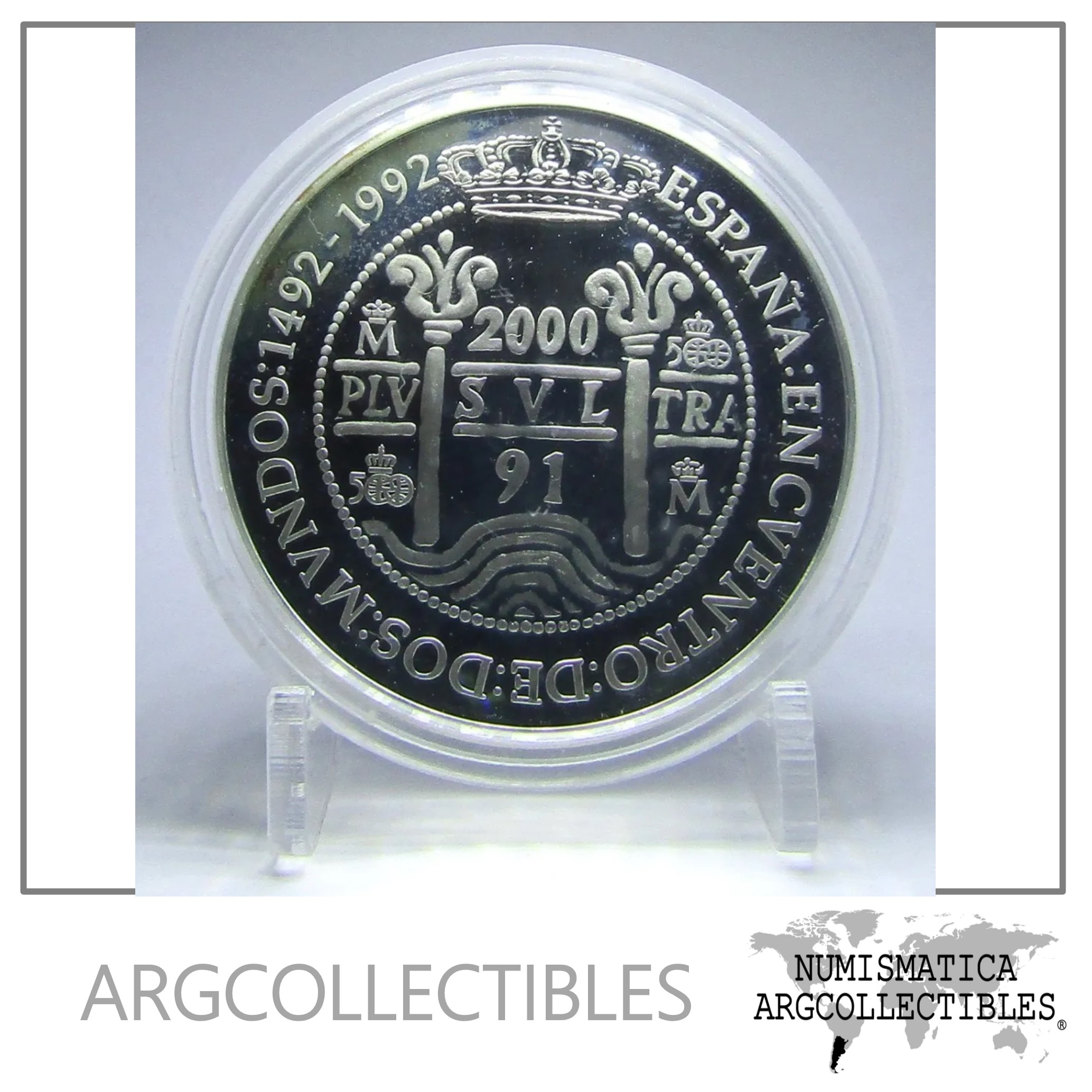 España Moneda 2.000 Pesetas Encuentro De 2 Mundos 1992 Proof