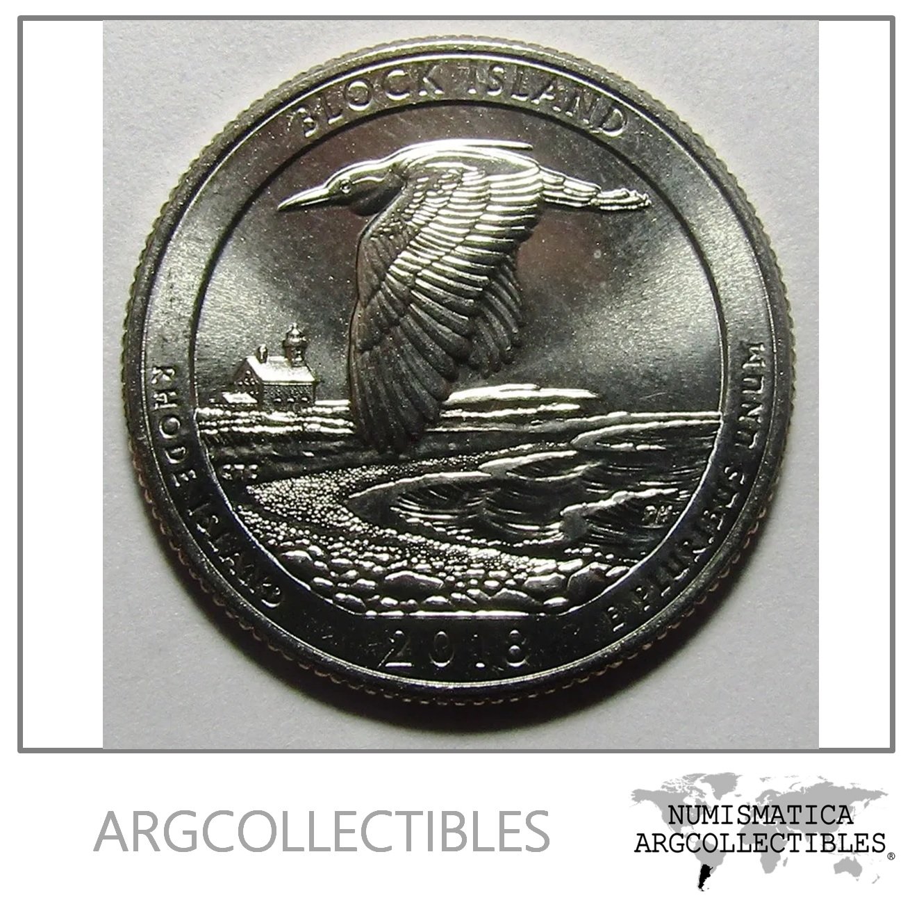 USA Moneda 1/4 Dolar 2018 D Niquel Rhode Island UNC