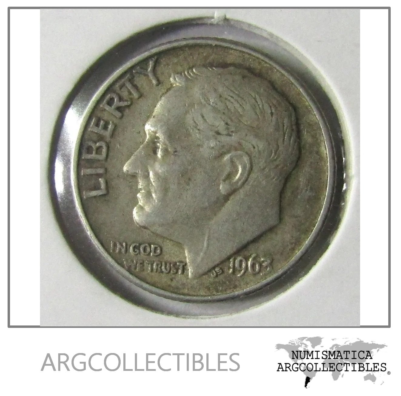 USA Moneda 1 Dime 1963 Plata 900 Roosevelt KM-195 XF