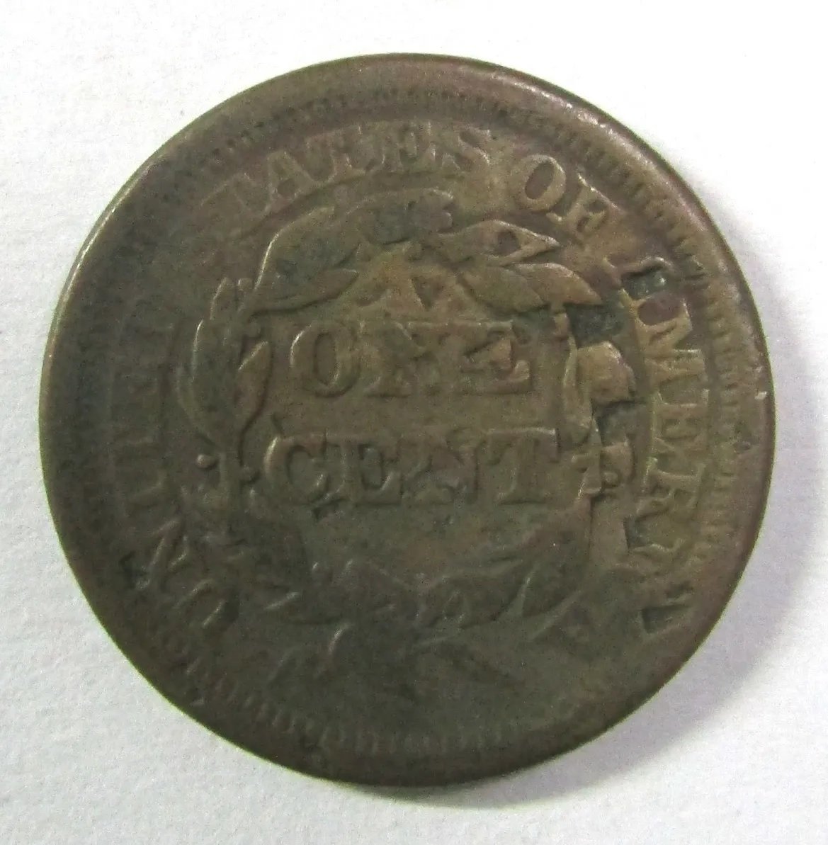 USA Moneda 1 Centavo 1851 Cobre Braided Hair Cent KM-67 Poor - Imagen 2