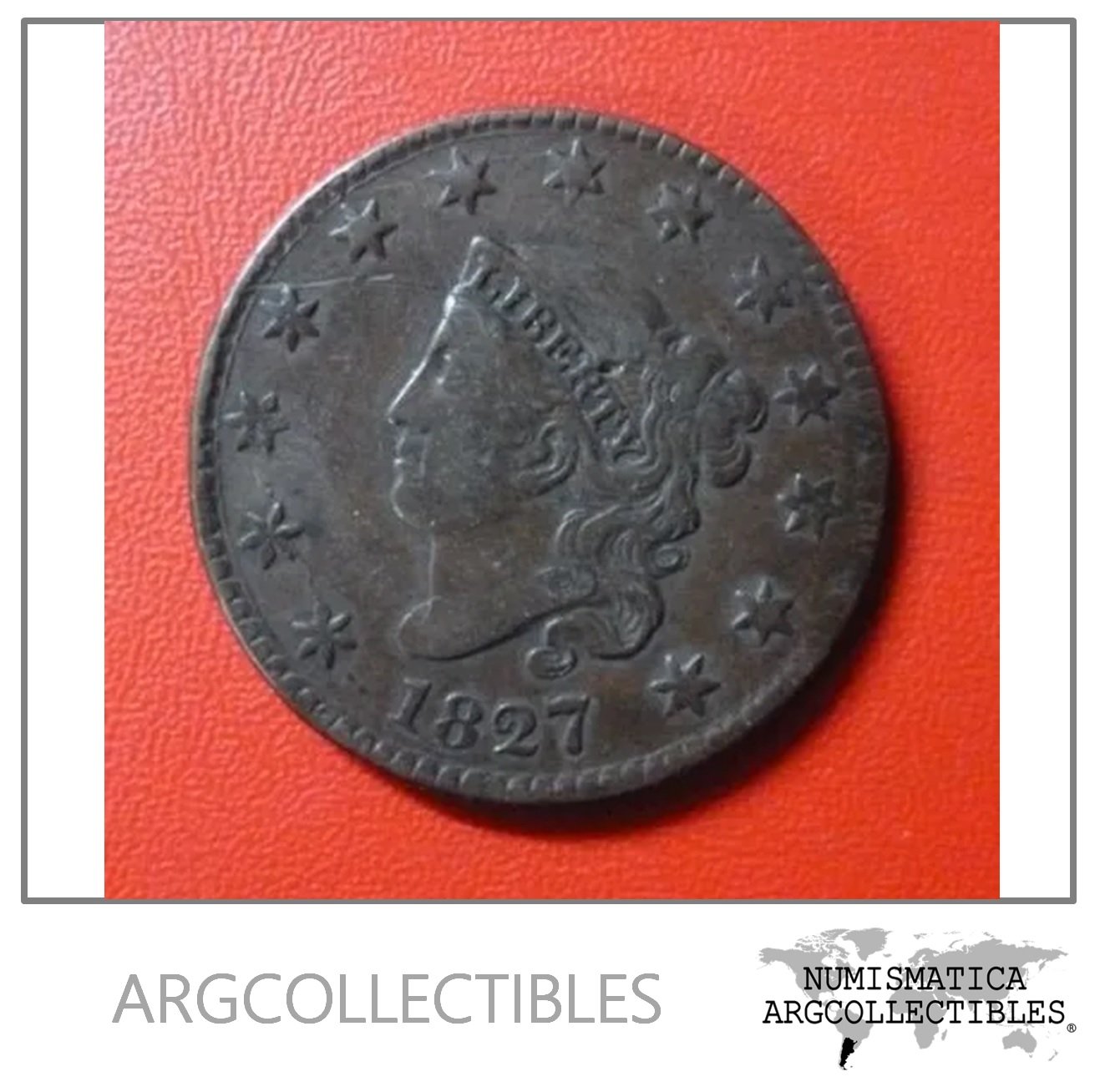 USA Moneda 1 Centavo 1827 Coronet KM-45 VF+