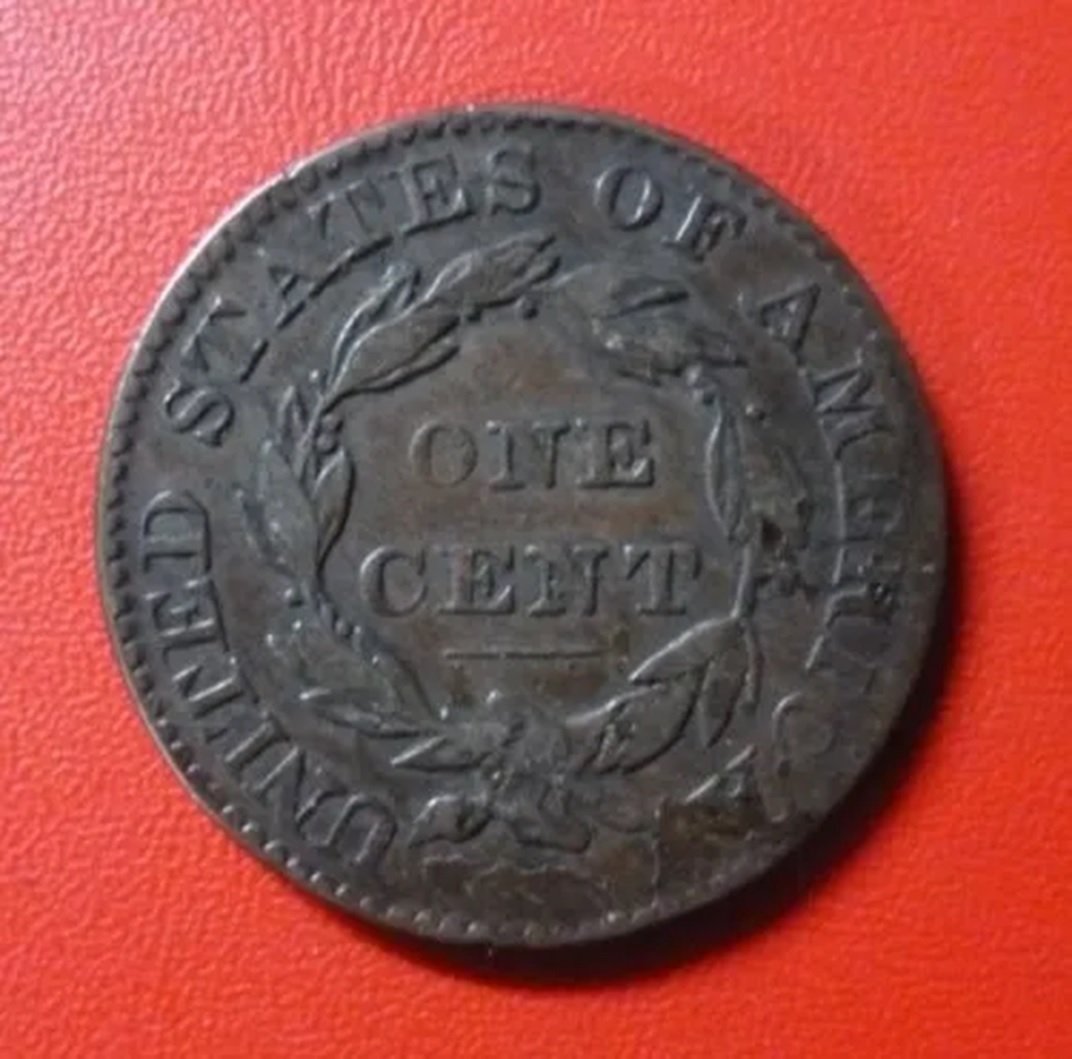 USA Moneda 1 Centavo 1827 Coronet KM-45 VF+ - Imagen 2