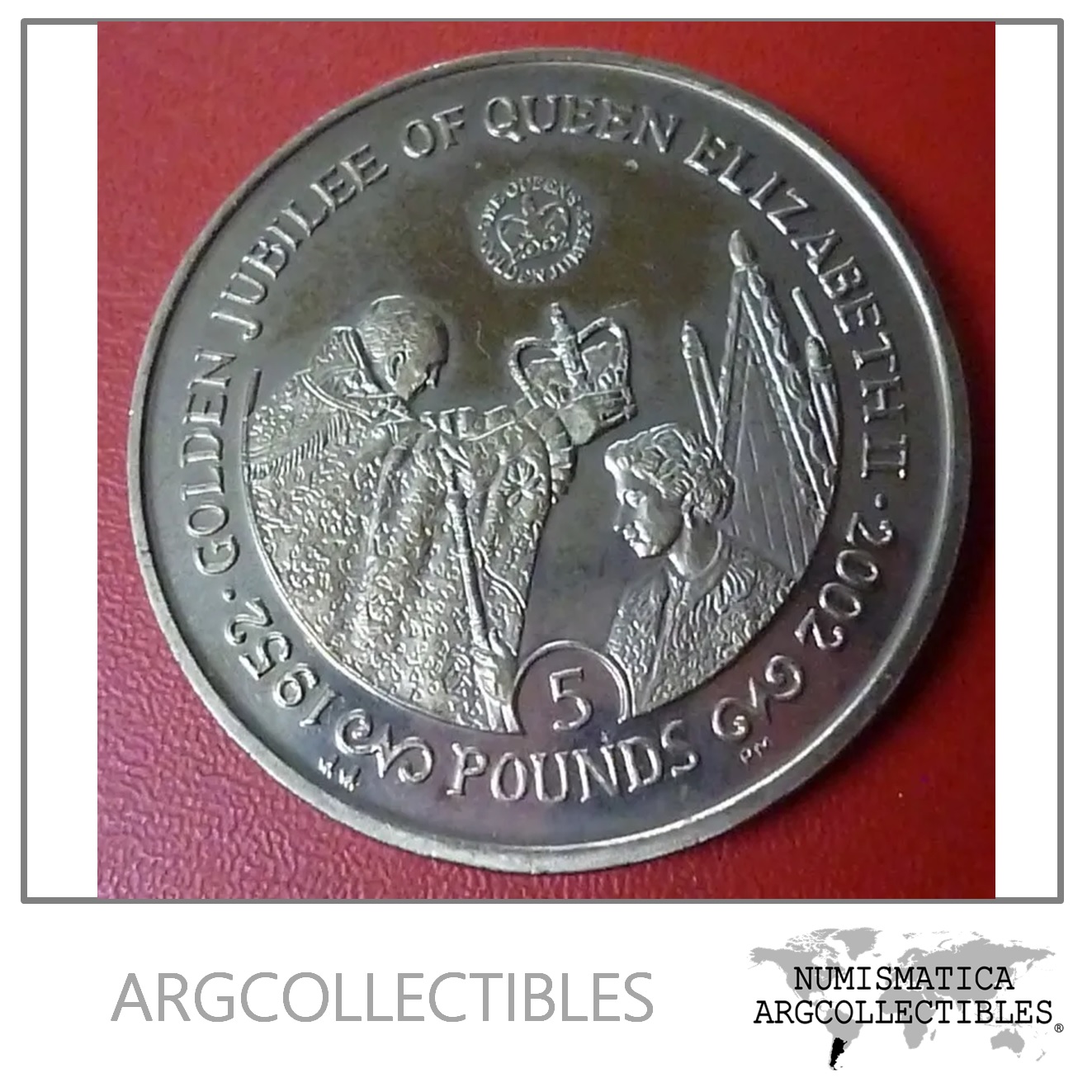 Gibraltar Moneda Bodas De Oro De La Reina 5 Libras 2002