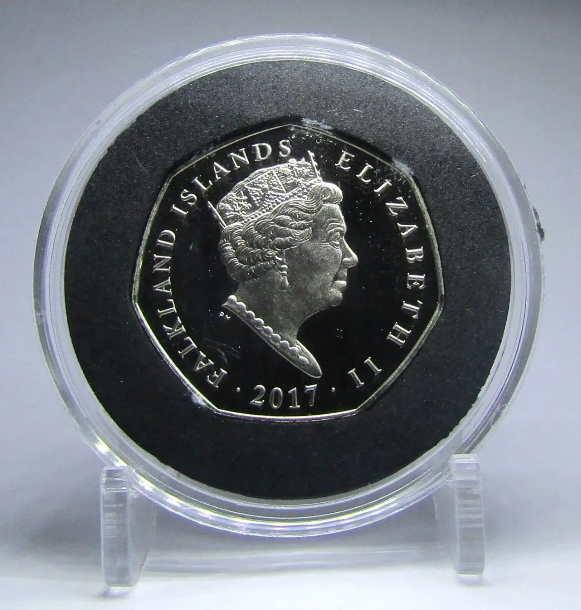 Islas Malvinas Moneda 50 Pence 2017 Proof Pingüino Rey - Imagen 2