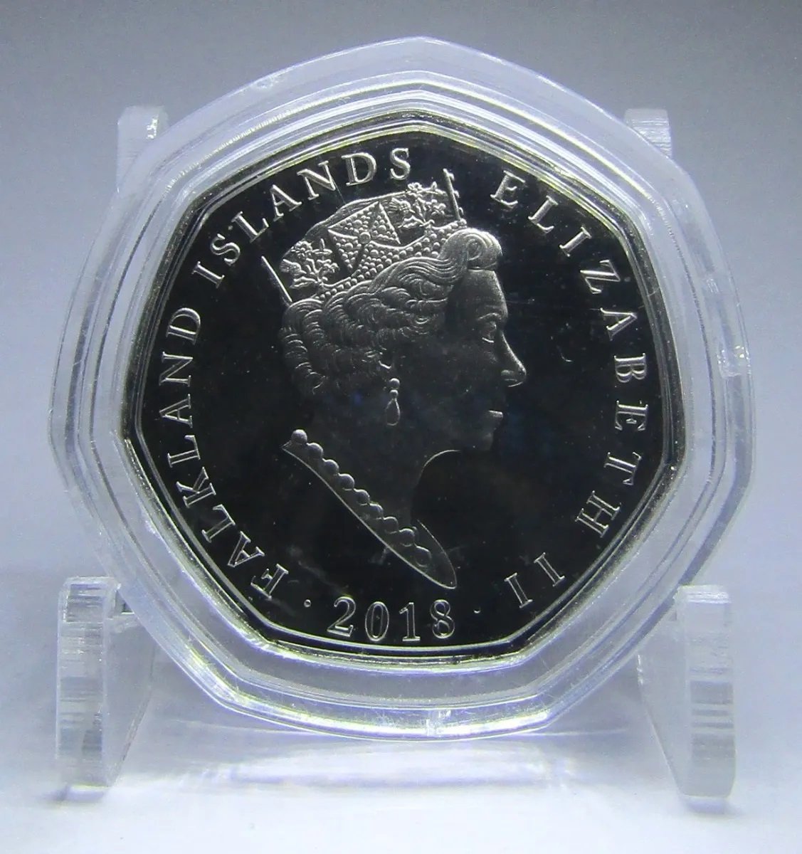 Malvinas Moneda De 50 Pence 2018 Pingúino Gentoo A Color - Imagen 2