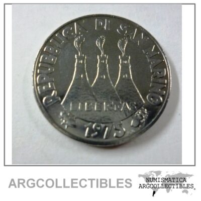 San Marino Moneda 50 Liras Acero 1975 Unc Km 45