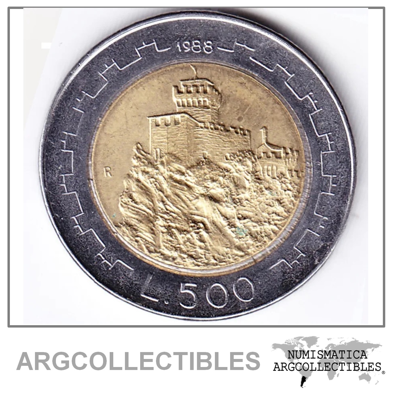 San Marino Moneda 500 Liras Bimetalica 1988 Km# 226 Unc