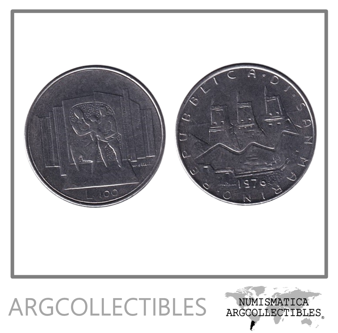 San Marino Moneda 100 Liras Acero 1976 Unc Km 57
