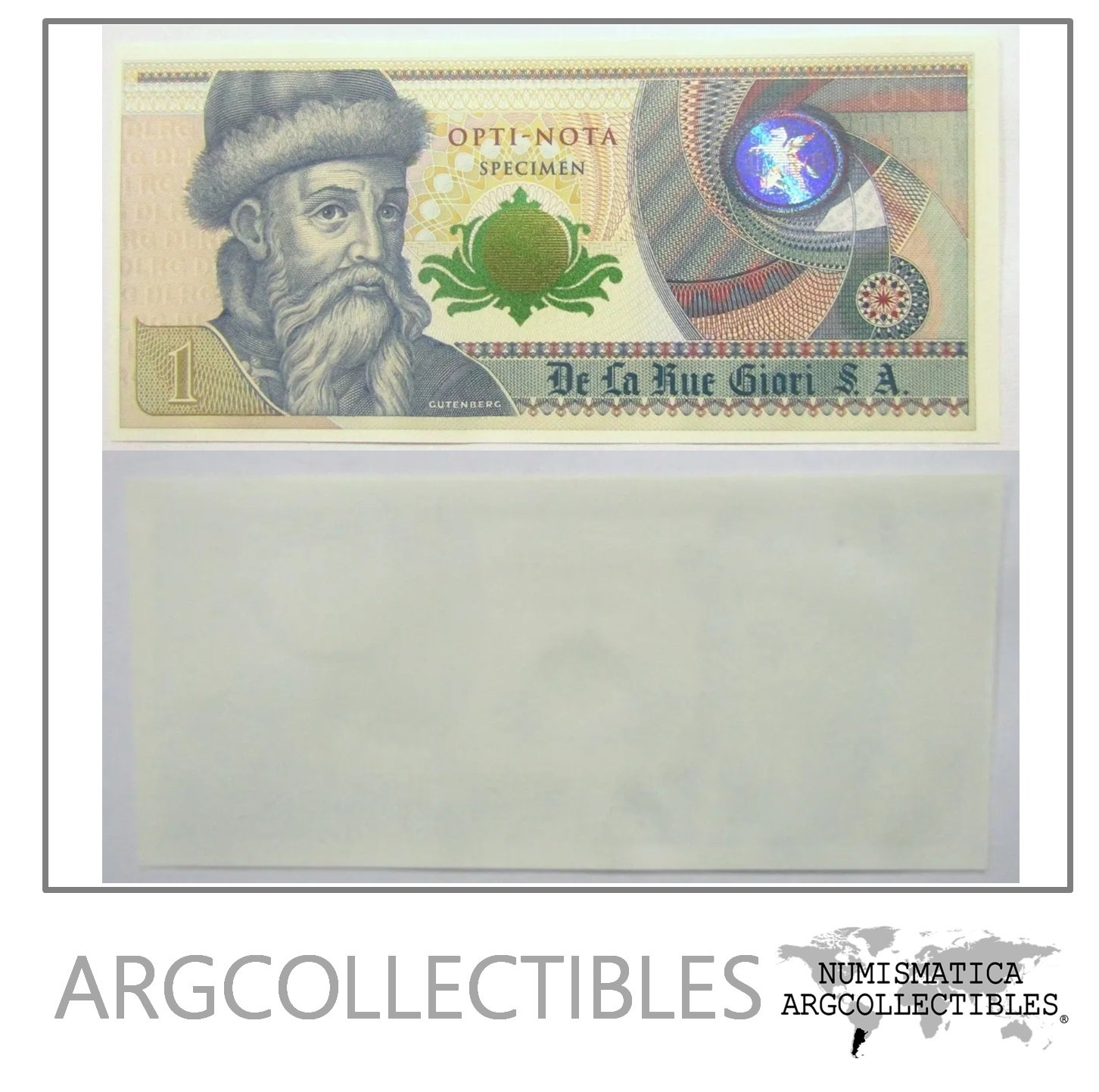 Francia Billete Opti Nota Gutenberg 1 De La Rue Giori S.a. Specimen Prueba Unc