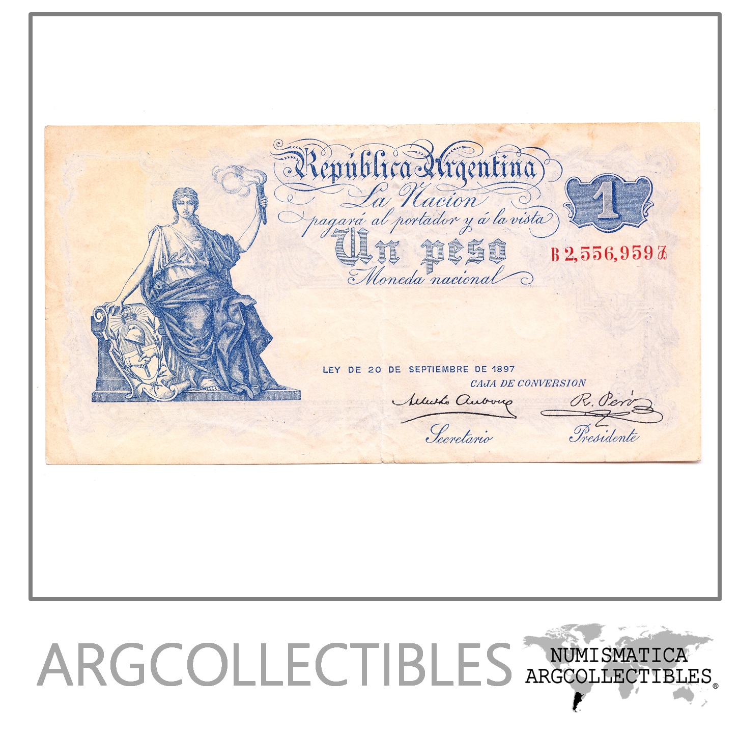 ARGENTINA Billete 1 Peso, P.235 VF+ 1901 (Peso Macro)