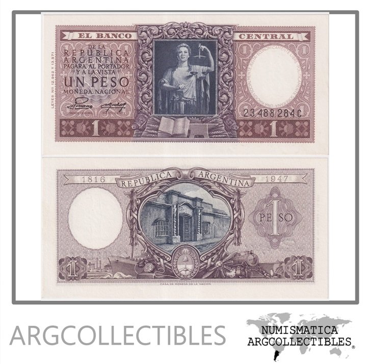 Argentina Billete 1 Peso 1955 P-260b/BOT-1914 UNC (Serie C)