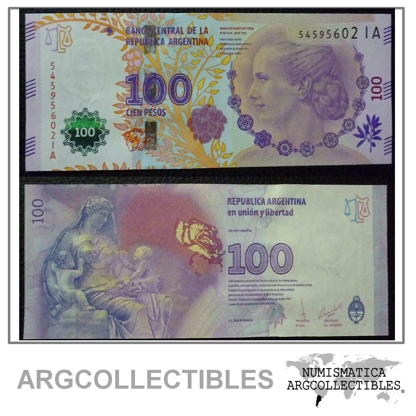 Argentina Billete 100 pesos P-358c / BOT-4343 UNC 2017 SERIE IA