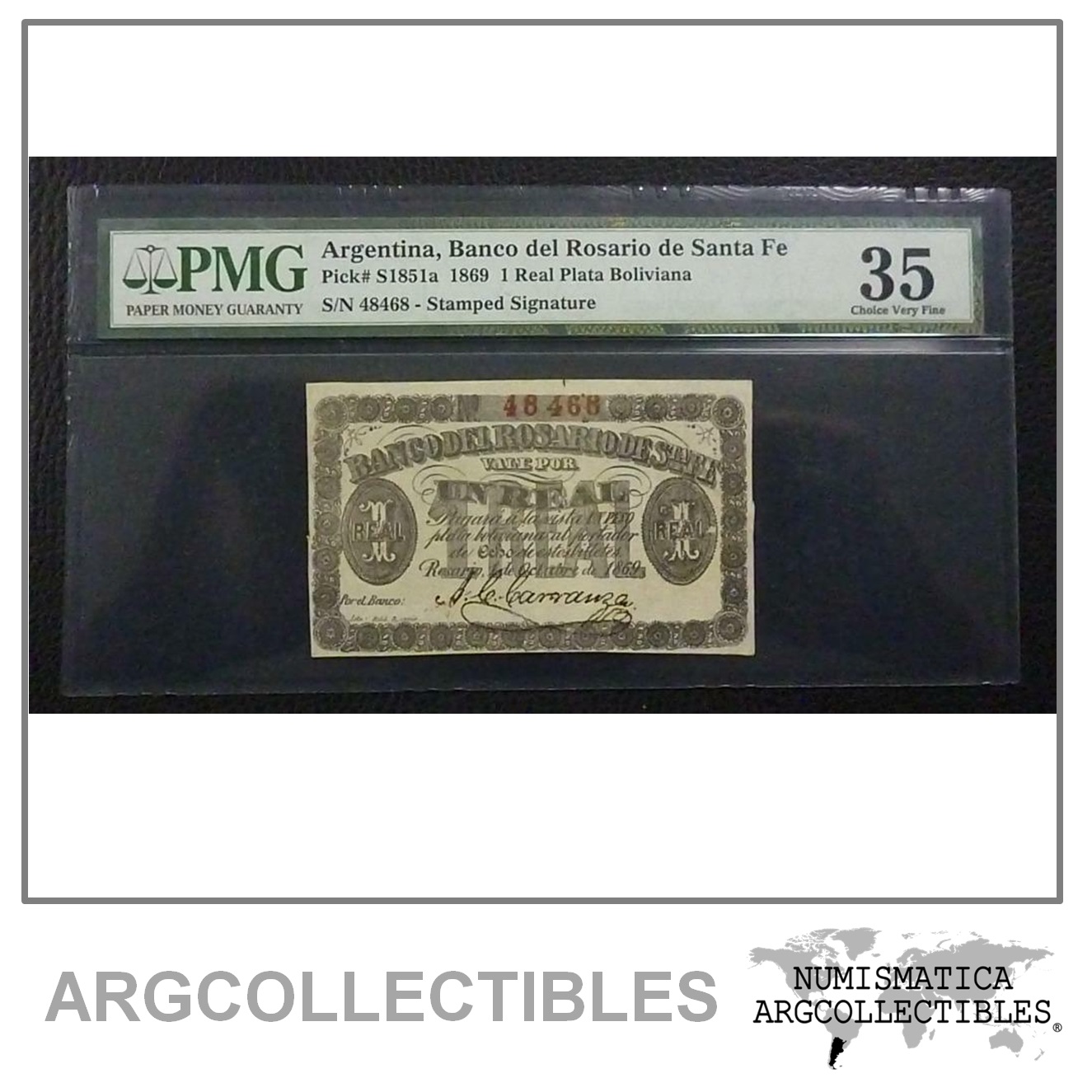 ARGENTINA Billete 1 Real, Pick S1851a VF 1869 (Rosario)