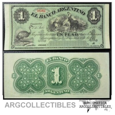 ARGENTINA Billete 1 Peso, P. S1459 UNC 1873 (Banco Argentino)